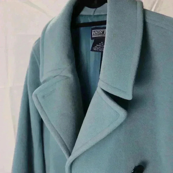 Lands' End 100% Wool Vintage dusty blue Jacket Coat women's 10-12 winter - Picture 6 of 12